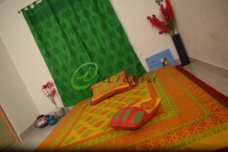 yellow red bed cover